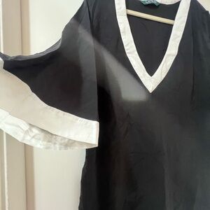 Ralph Lauren Black Dress with White Trim V-Neck